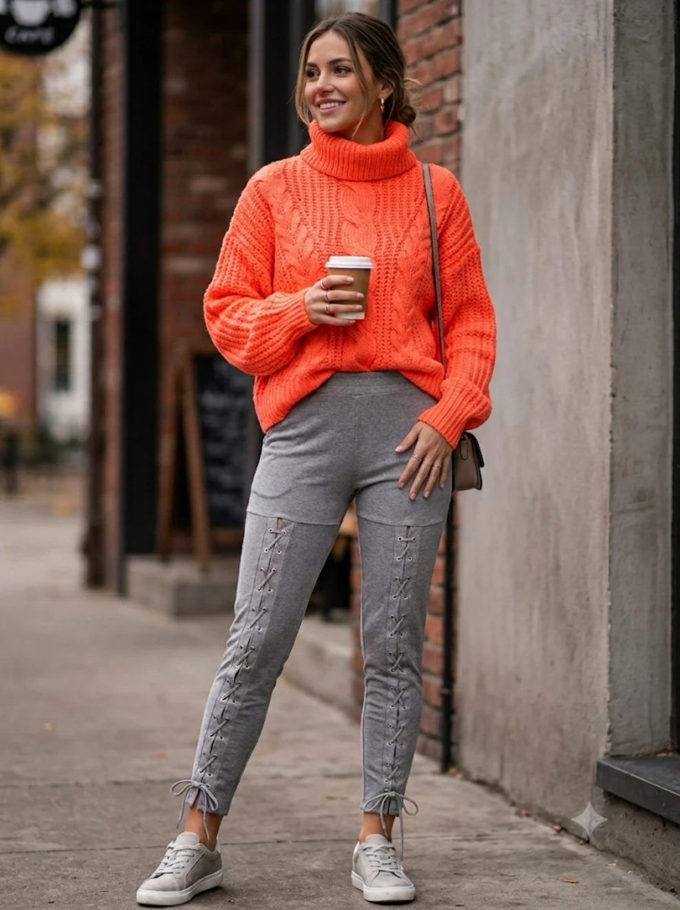 🏈Grey Lace-Up Leggings — Size L (Matching Sweater Available!)🏈