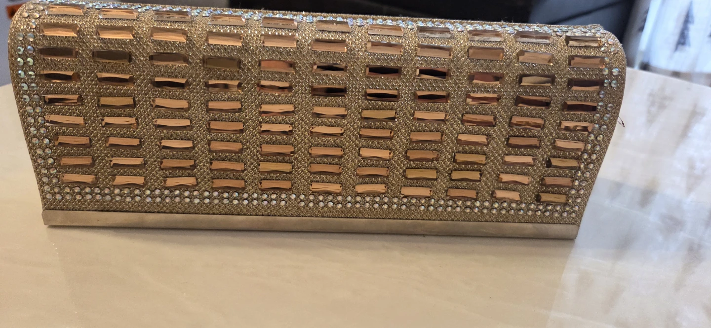 Gold Rhinestone Evening Clutch Bag