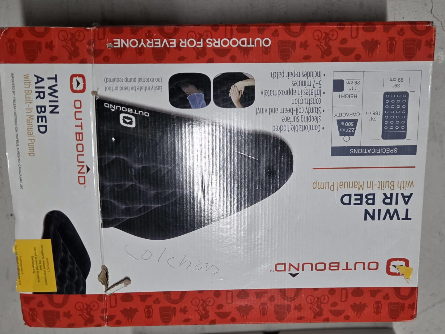 Outbound Twin Air Bed with Built-In Manual Pump - photo 3