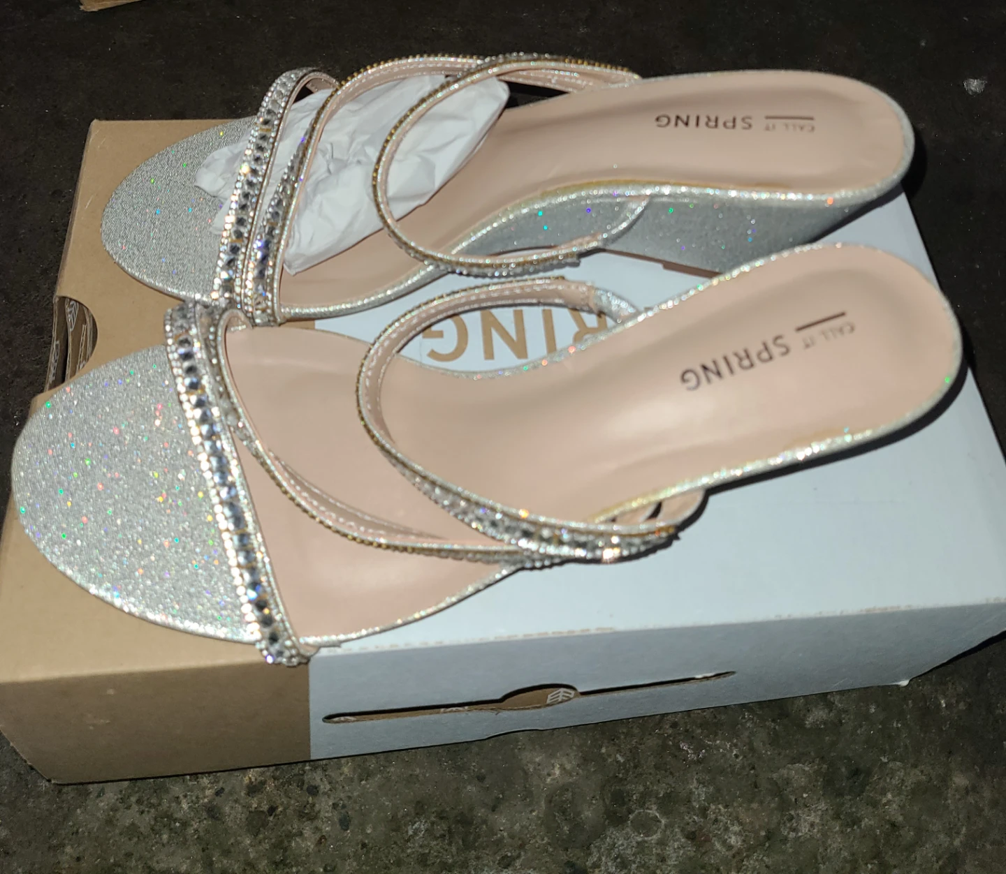 Call It Spring Silver Glitter Wedge Sandals - photo 2