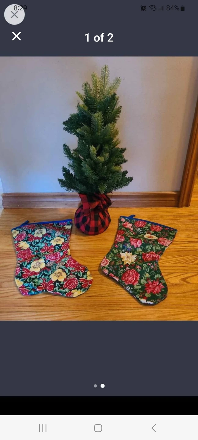Small Artificial Christmas Tree and Stockings - photo 2