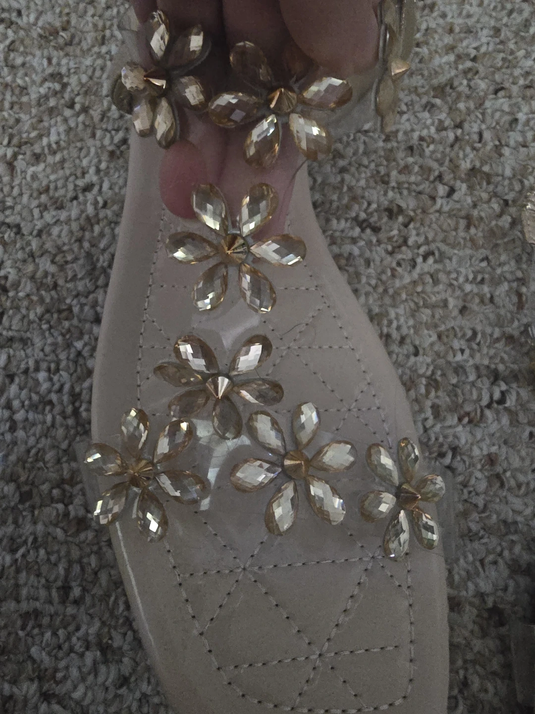 Floral Embellished Gold Sandals