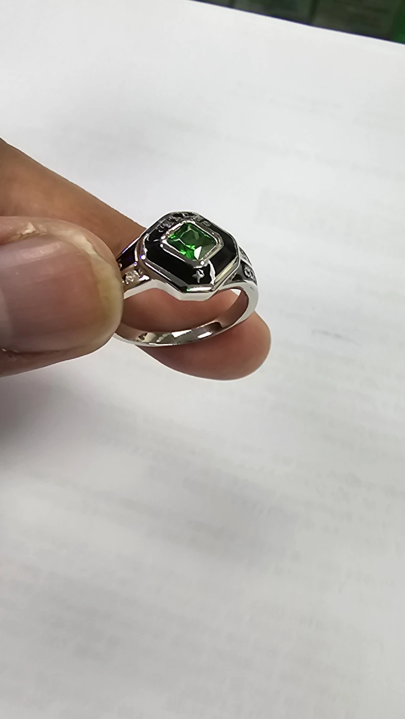 MLCNS Silver-Tone Green Gemstone Ring - photo 2