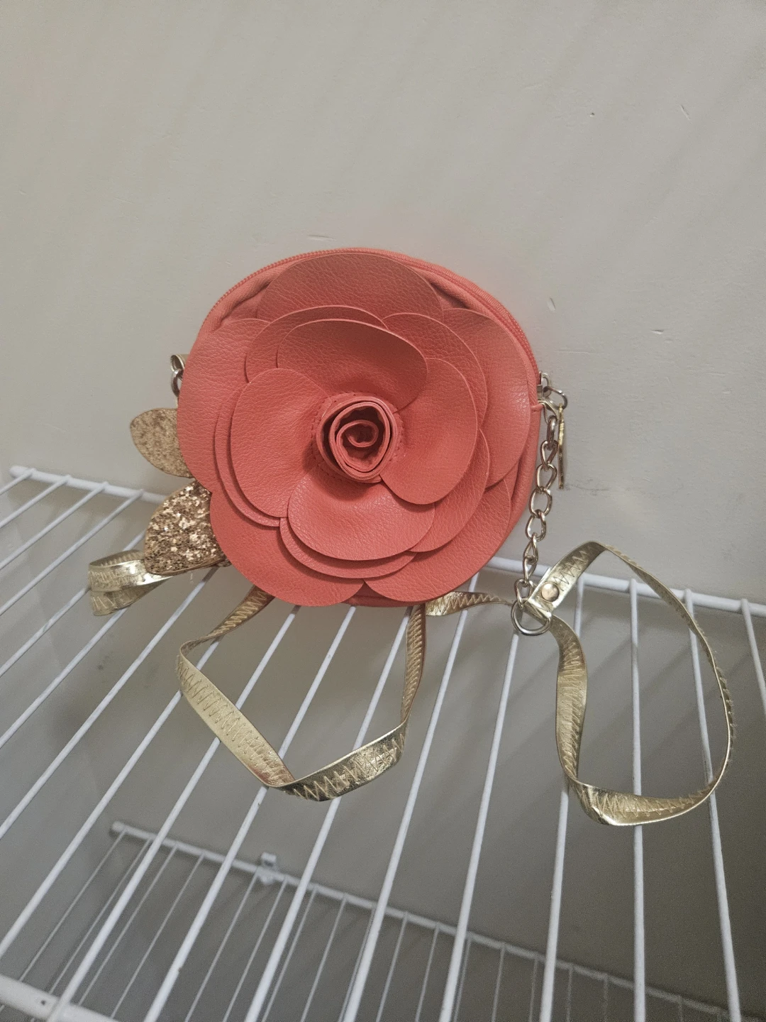 Coral Rose Floral Crossbody Bag