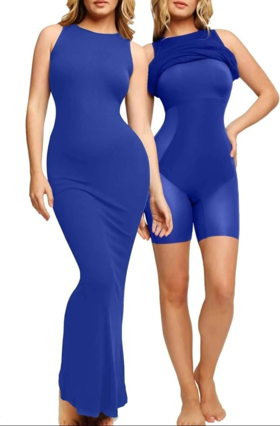 Popilush Blue Built-in Shapewear Bra Dress 🏈