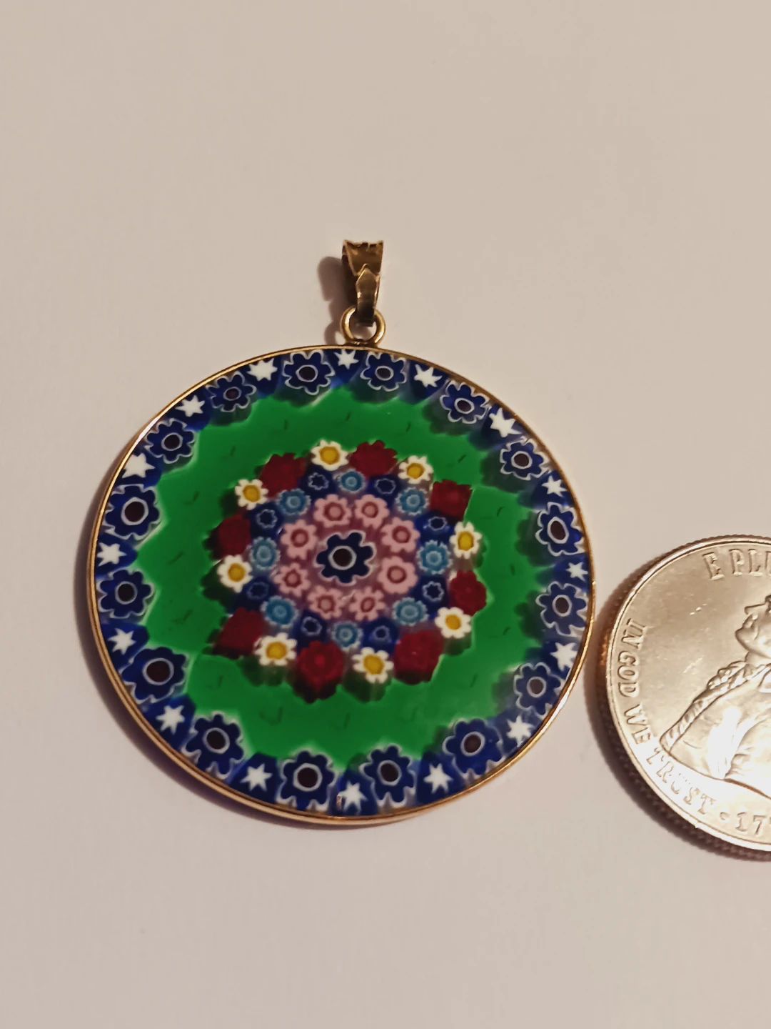 Sterling Silver 925 Millefiori Murano Glass Pendant - photo 2