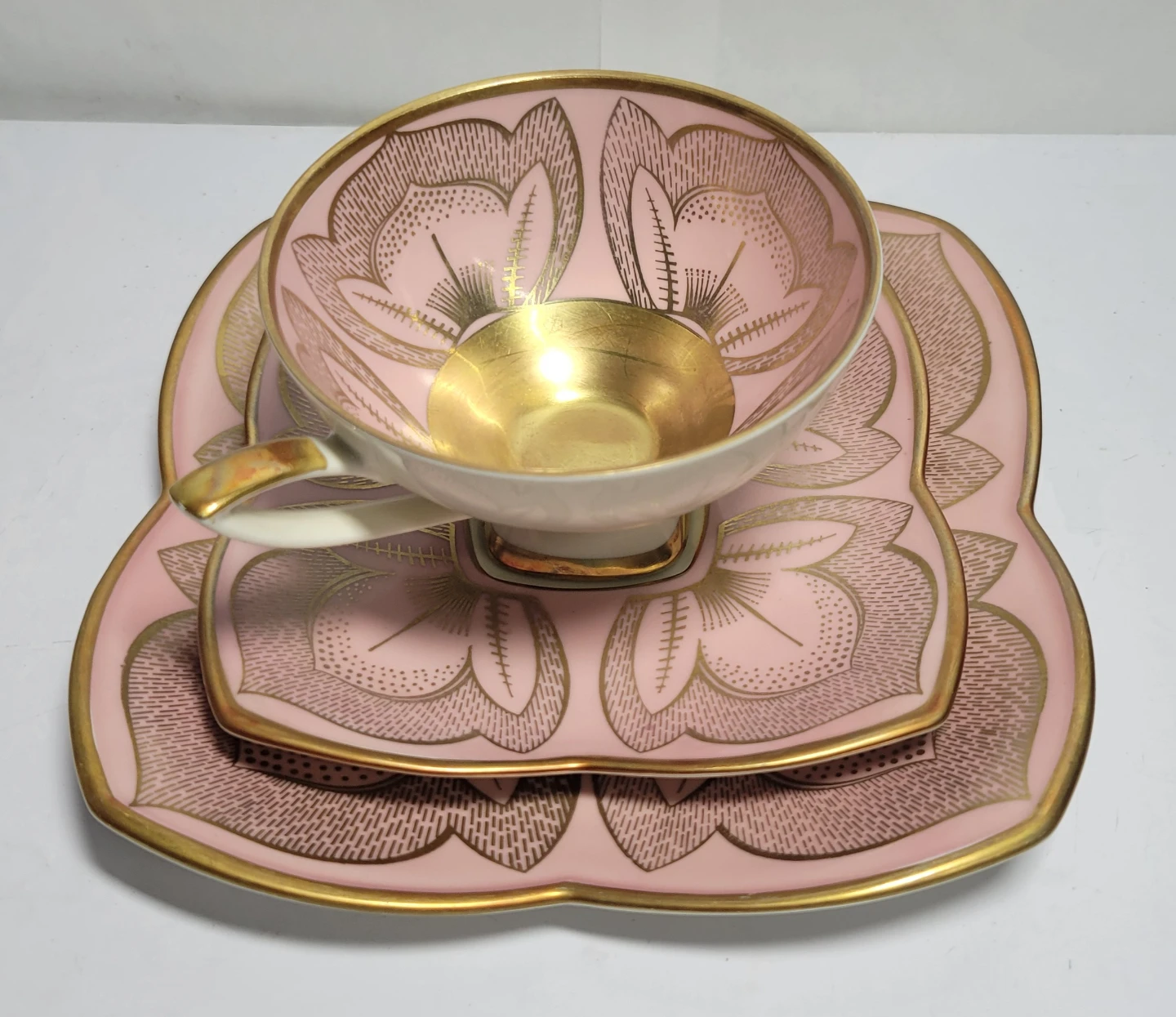 Vintage Pink and Gold Teacup Set