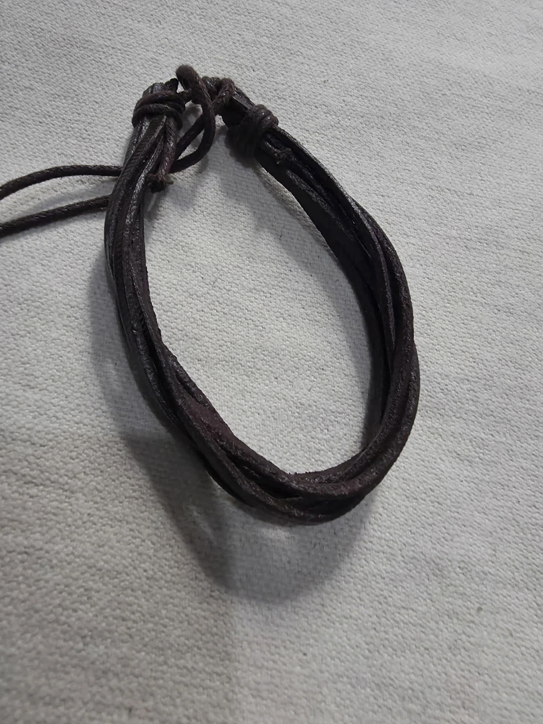 Dark Brown Loosely Braided Leather Bracelet 🏈 - photo 2