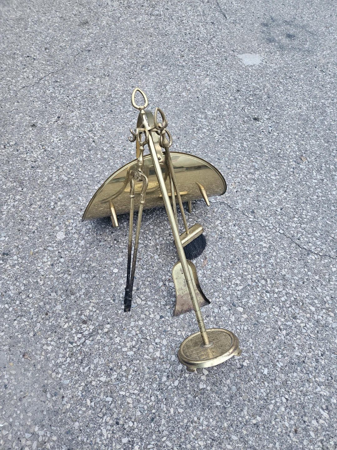 Vintage Brass Fireplace Tool Set with Scuttle - photo 3