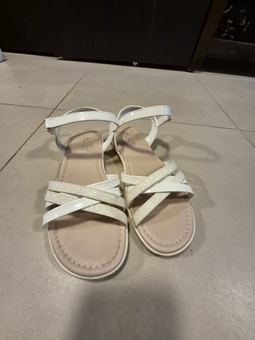 The Children's Place White Glitter Sandals