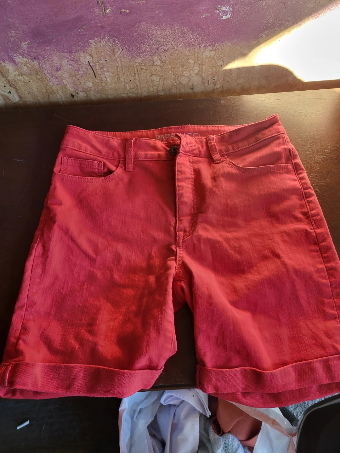 Parasuco Red Denim Shorts Size 10