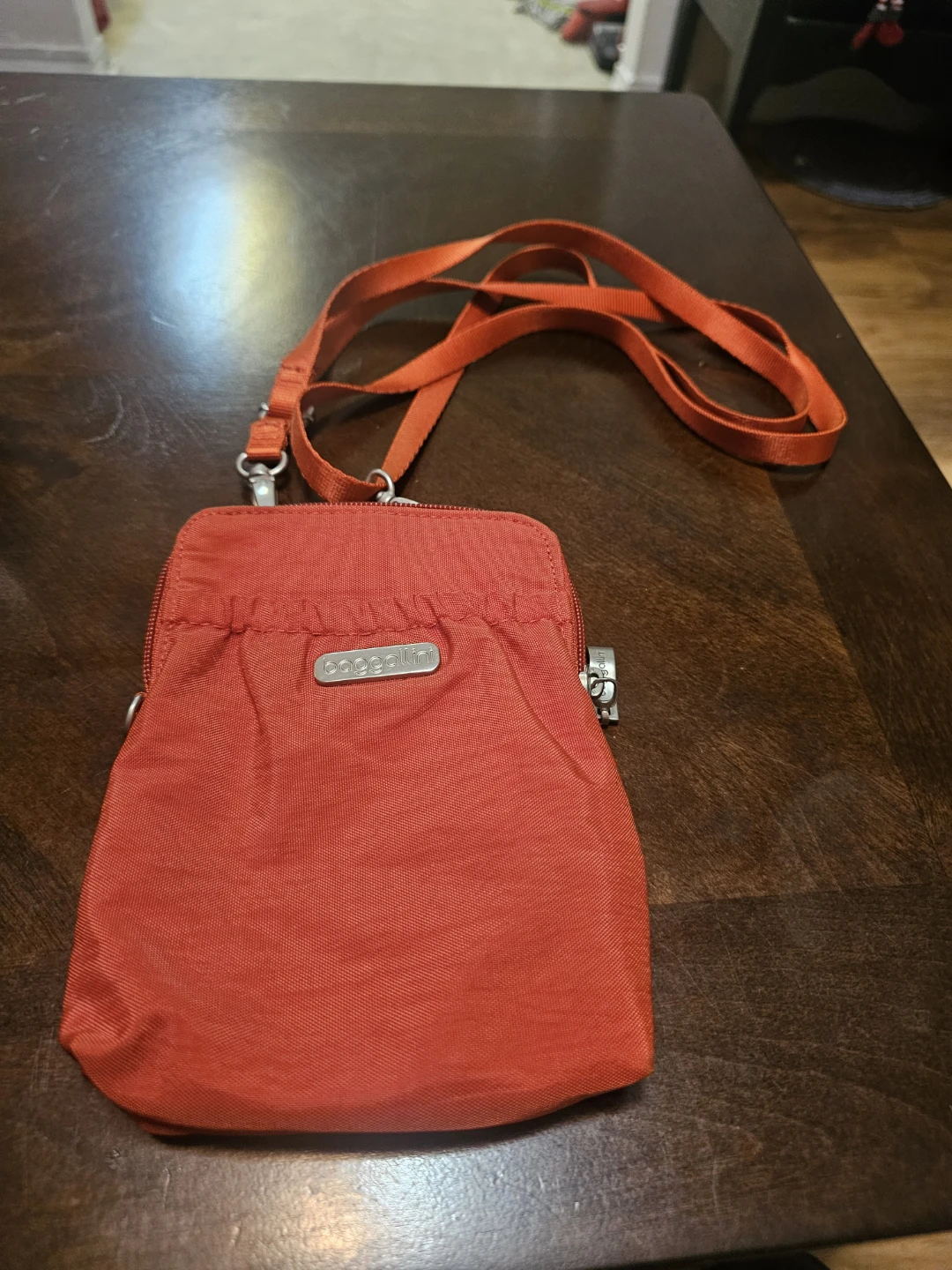Baggallini Red/Orange NEW RFID crossbody wallet