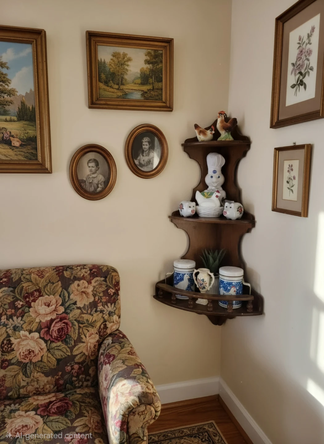 Vintage Three-Tier Wooden Corner Shelf - photo 2