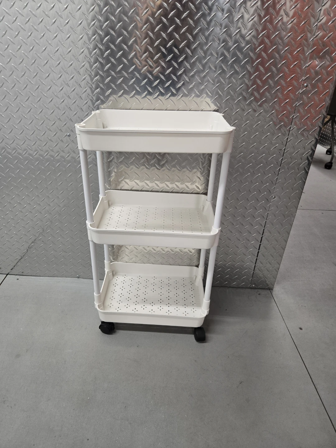 3-Tier White Rolling Utility Storage Cart