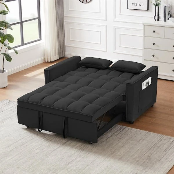 Black Convertible Sofa Bed - photo 2