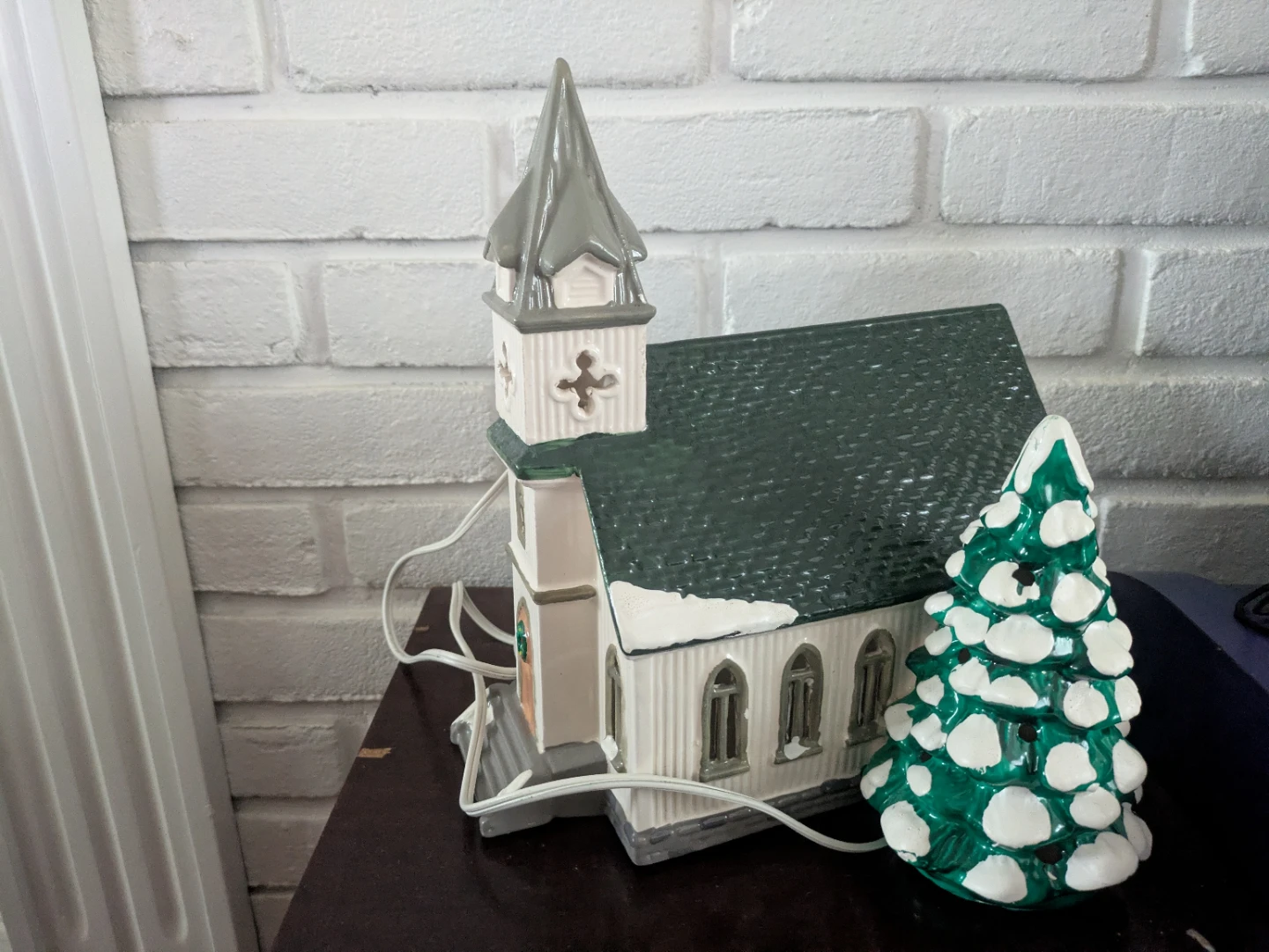 Ceramic Christmas Village Church and House Set - photo 2