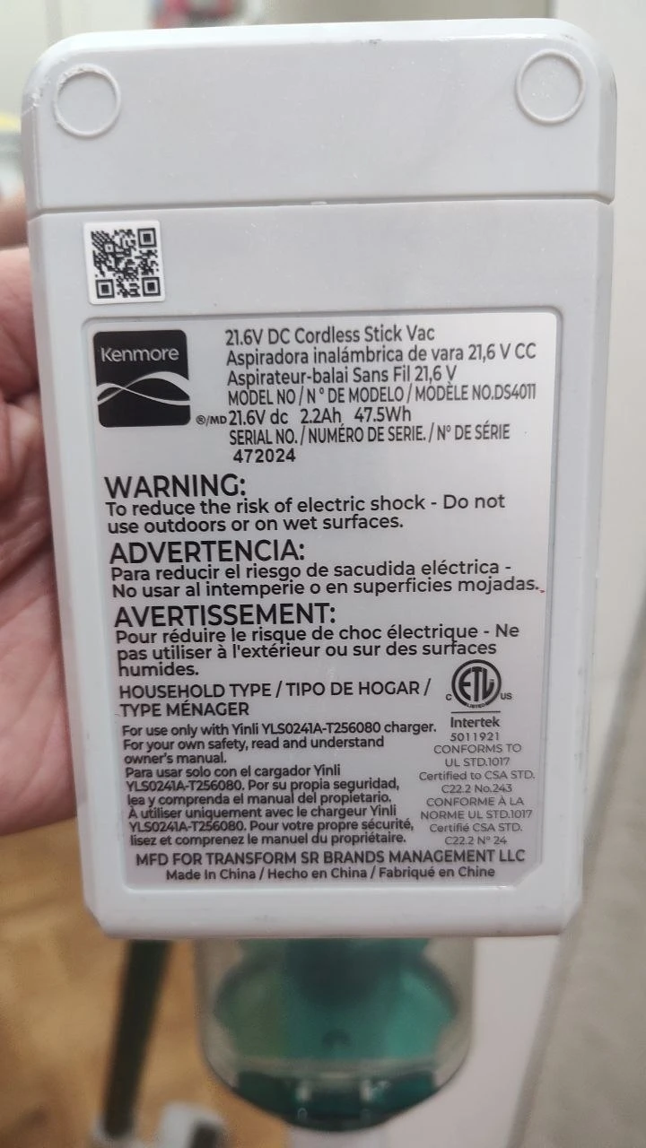 Kenmore CSV | Go Cordless Stick Vacuum Cleaner (DS4011) - photo 4