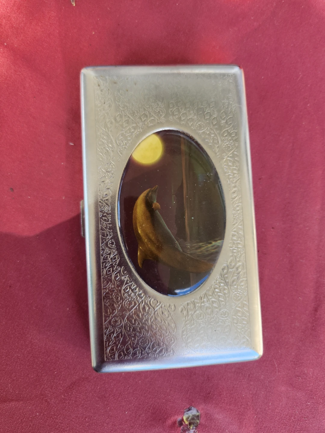 Vintage Cigarette Case with Moonlit Scene - photo 2