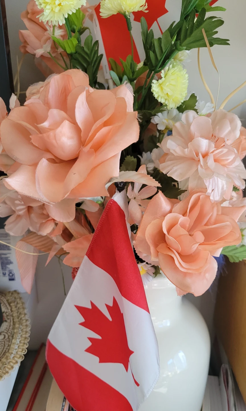 Artificial Flower Arrangement with Canadian Flag