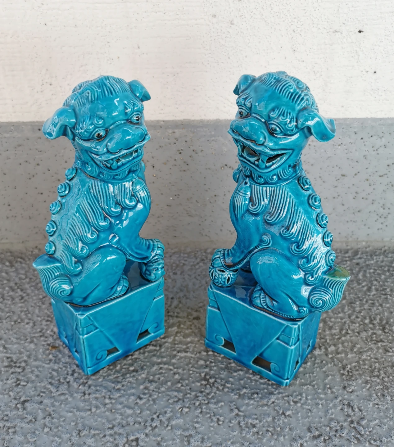 Pair of Vintage Ceramic Foo Dogs / Guardian Lions - photo 5