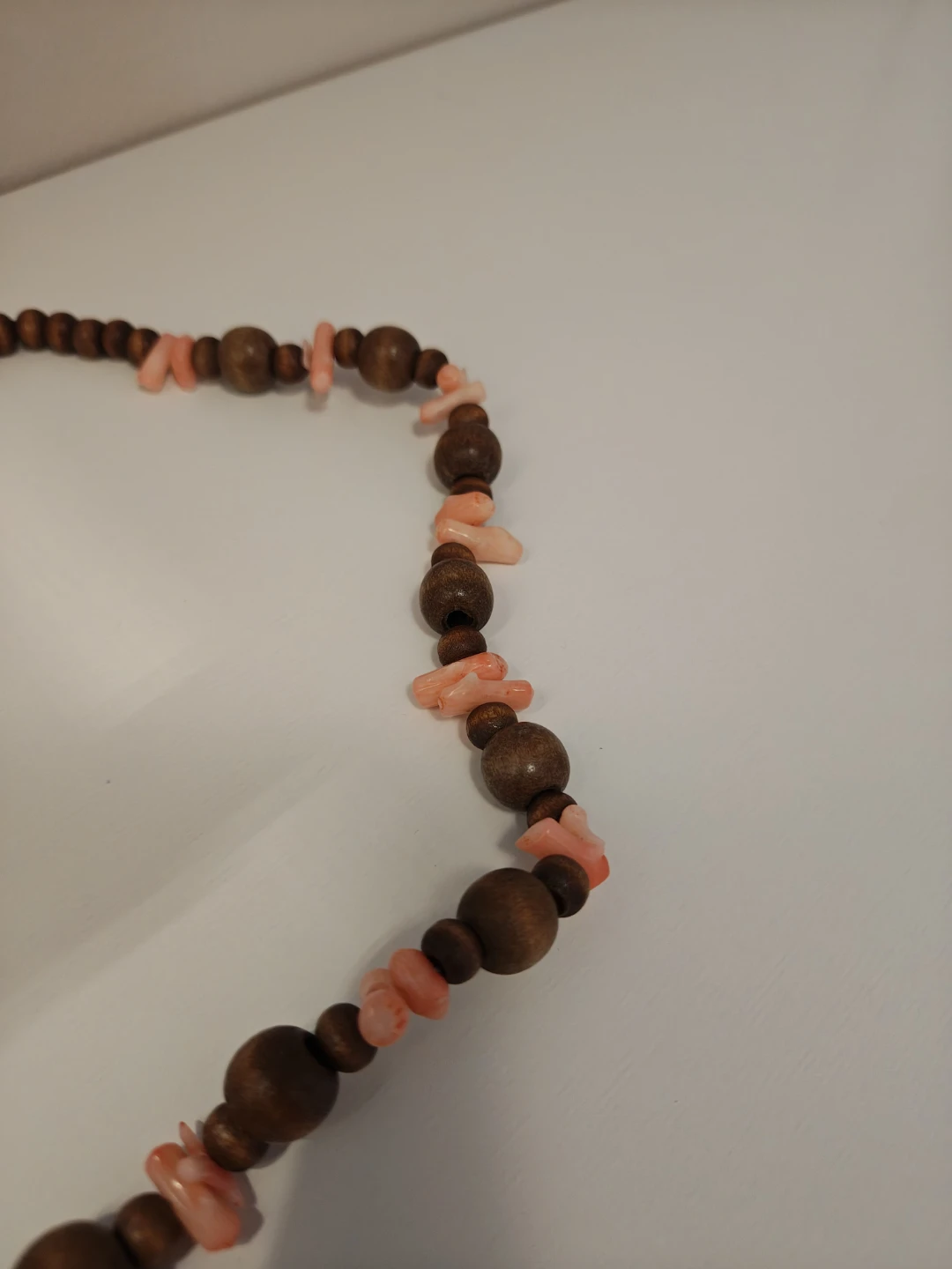 New 🪸 Coral Chip Beads w/Wood Beads Necklace - photo 2
