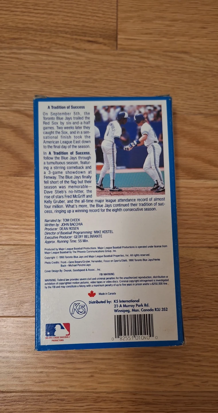 Toronto Blue Jays 1990 Tradition of Success VHS video - photo 2