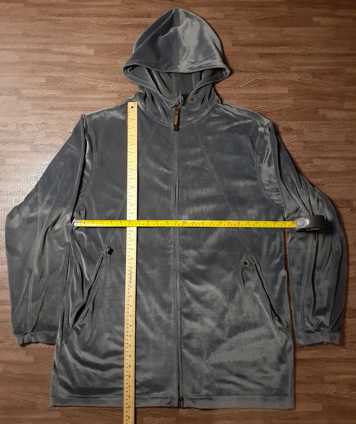 Jordan Velour Zip-Up Hoodie Grey XL VINTAGE  Y2K
