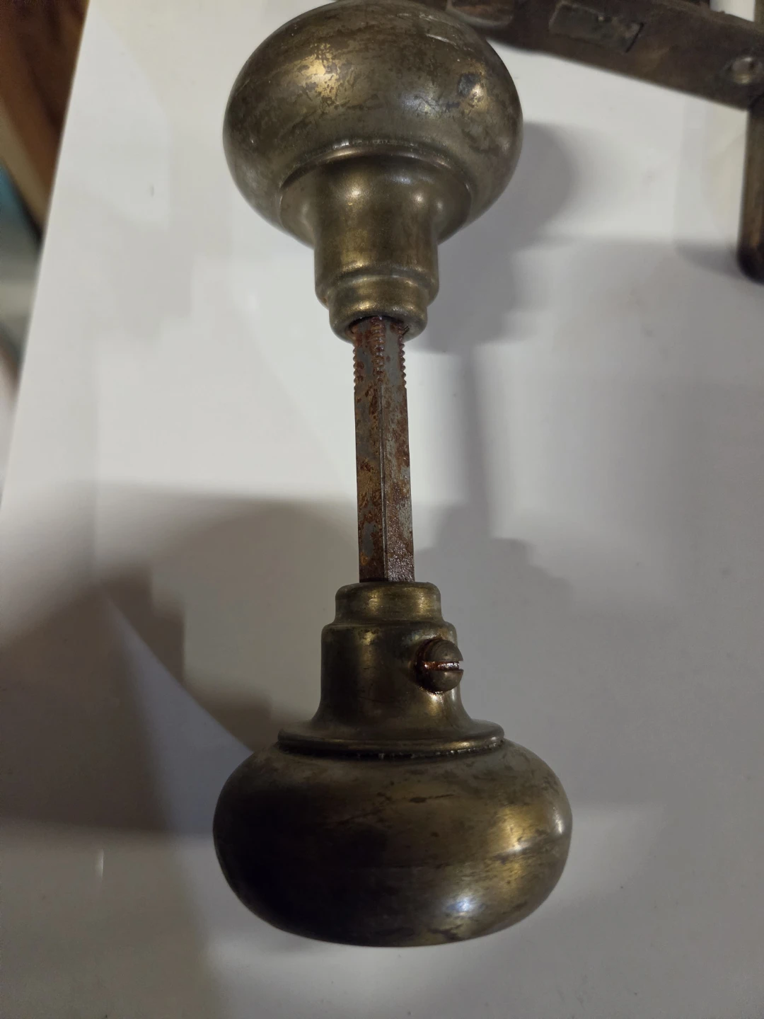 Vintage Brass Door Knob and Plate Set - photo 2