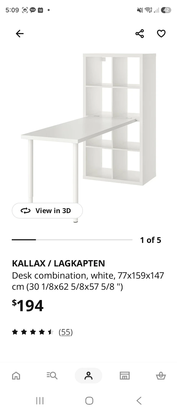 IKEA KALLAX / LAGKAPTEN white desk combination
