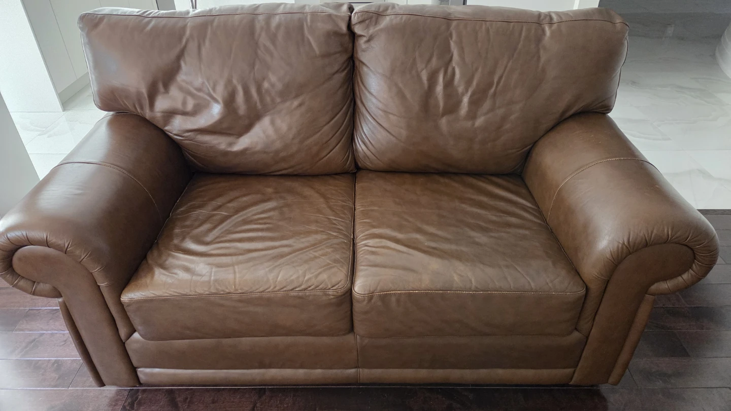 Custom made Leather Sofa and Love Seat