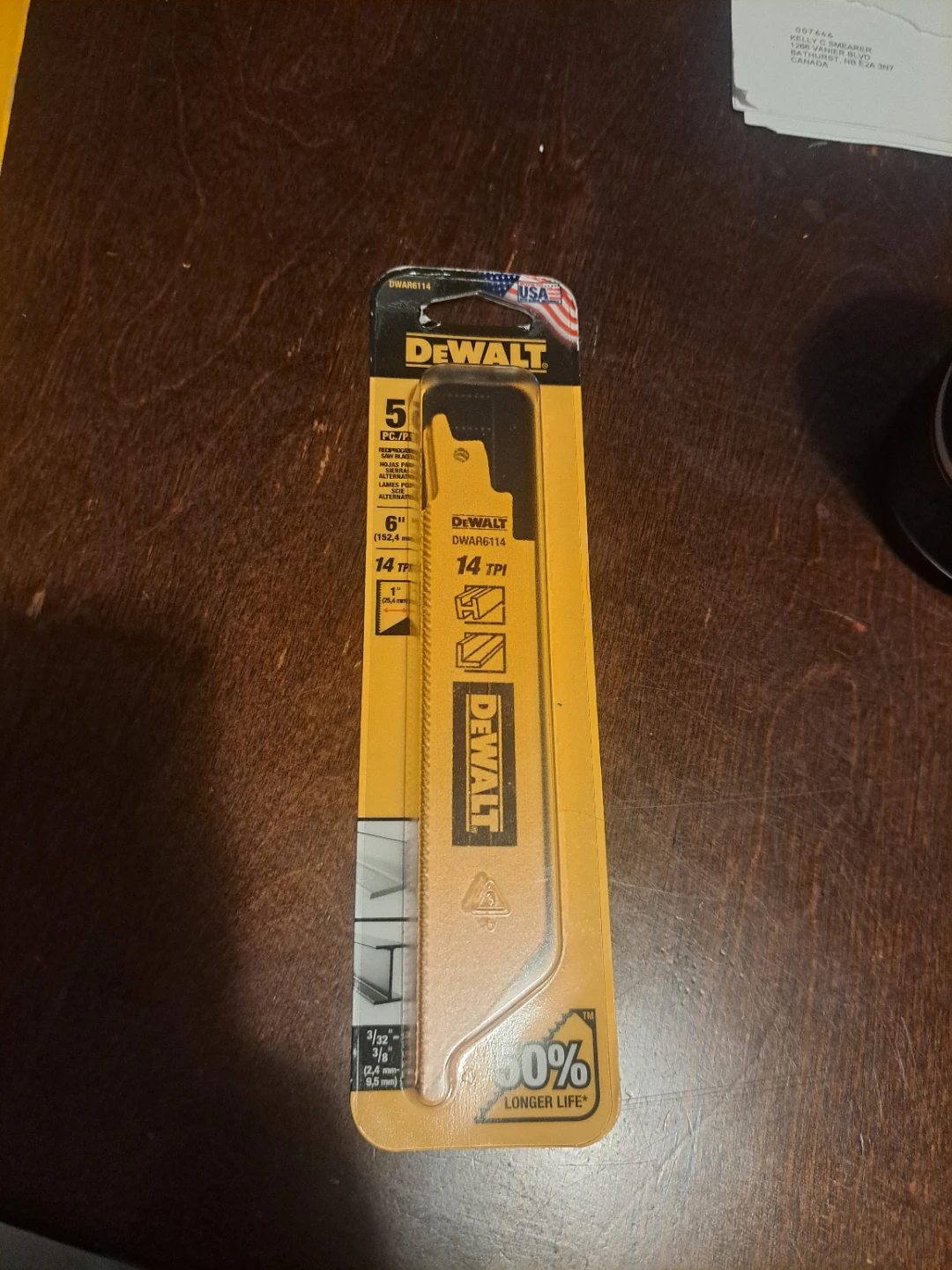 DEWALT DWAR6114 Reciprocating Saw Blade 5-Pack