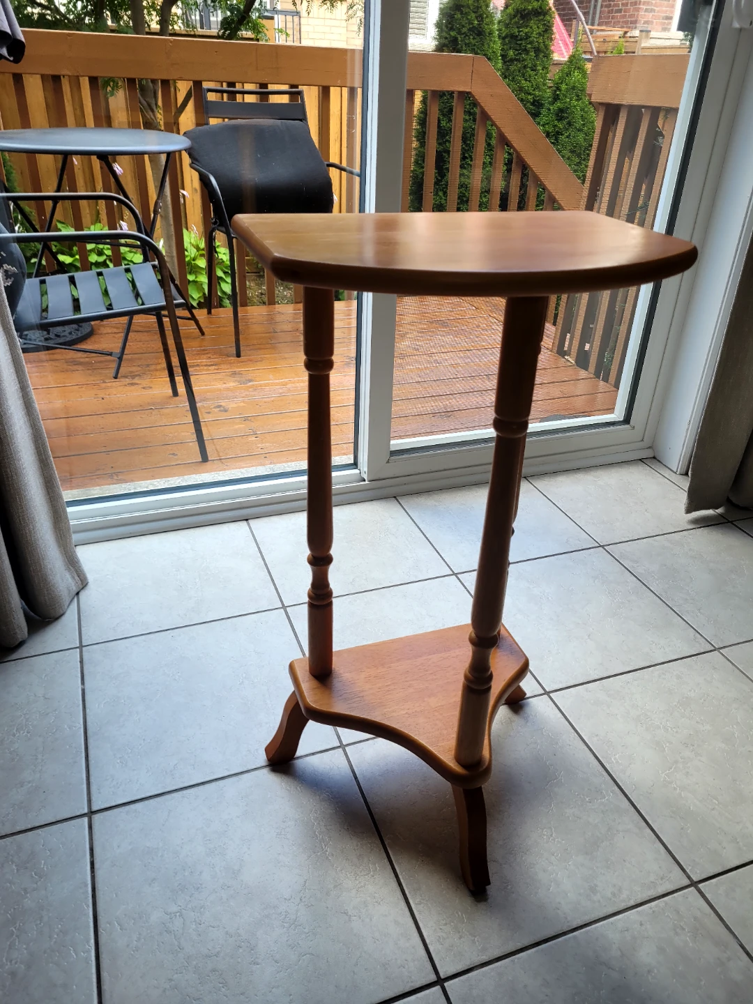Wooden Half-Moon Accent Side Table