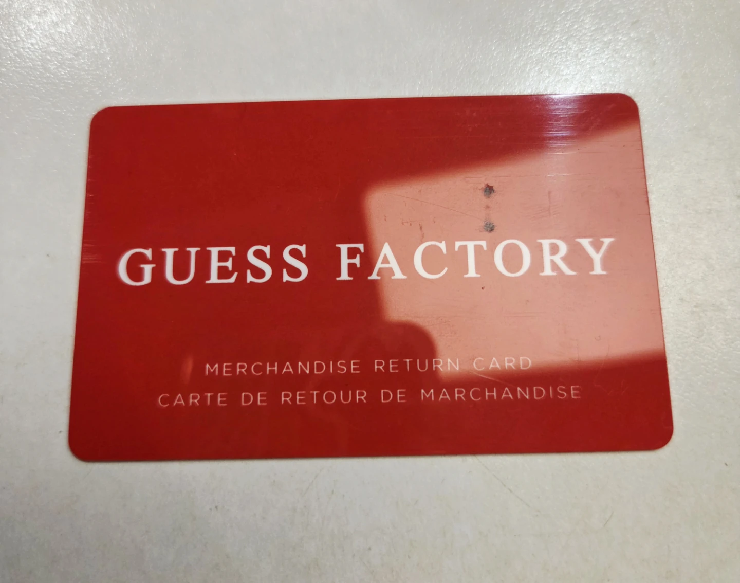 Guess Factory Merchandise Return Card