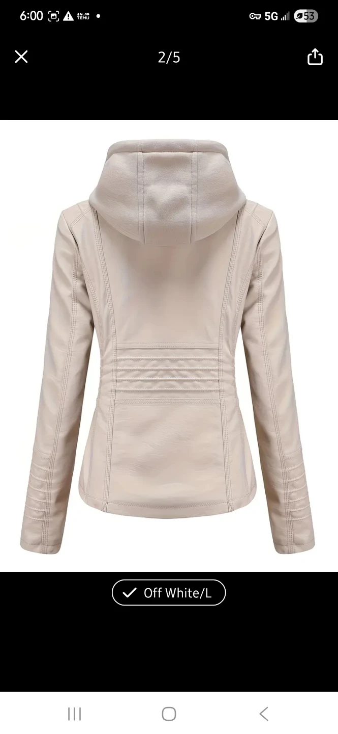 NEW (L) Women's Faux Leather Hooded Jacket - photo 3