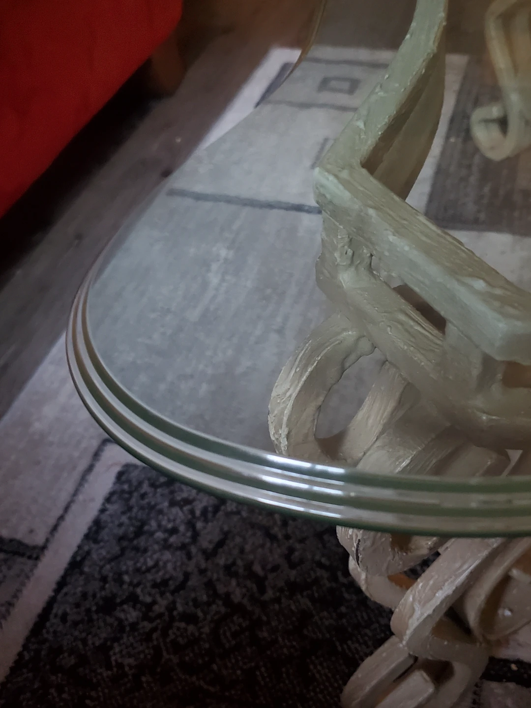 Wrought Iron Glass Top Coffee Table with Ornate Metal Base - photo 3
