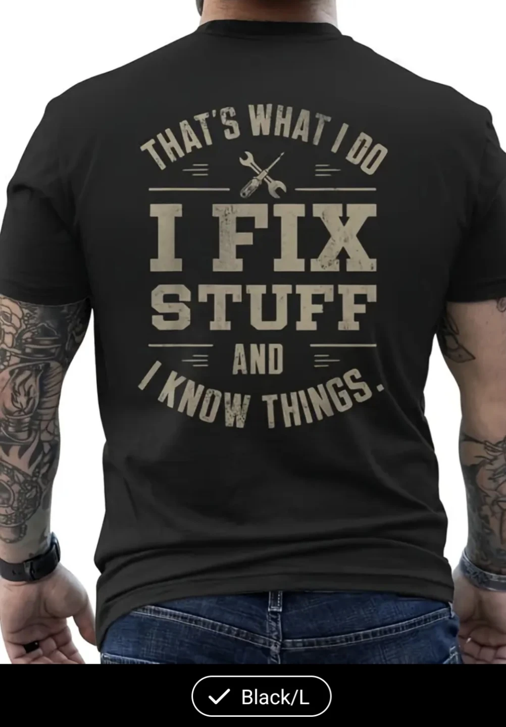 I Fix Stuff Graphic T-Shirt Black Size L