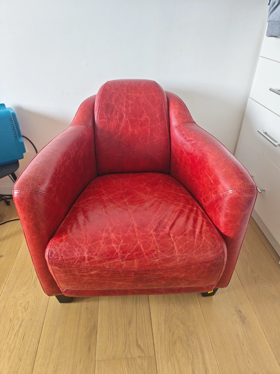 Two Red Leather Accent Armchairs - photo 2