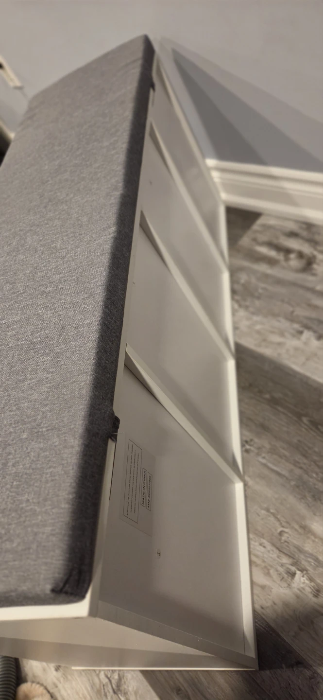 White shoe storage bench with grey cushion - photo 4