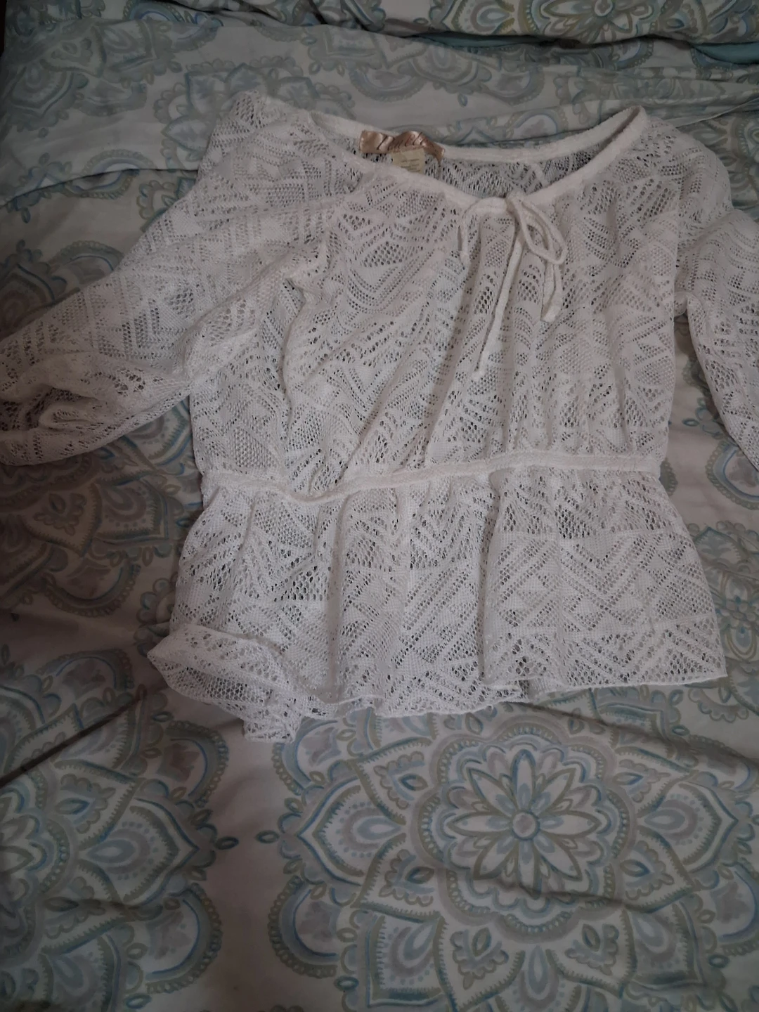 Penelope White Lace Peplum Top