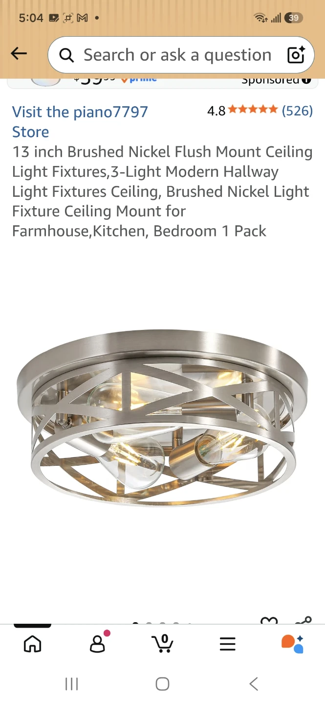 1 Brushed Nickel Flush Mount Light - photo 4