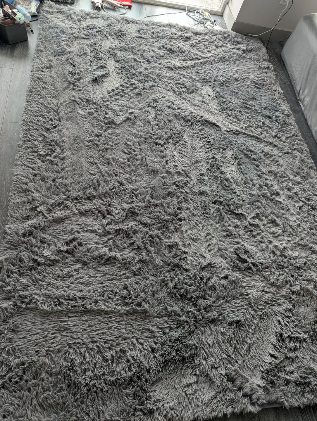 Soft Grey Shag Area Rug