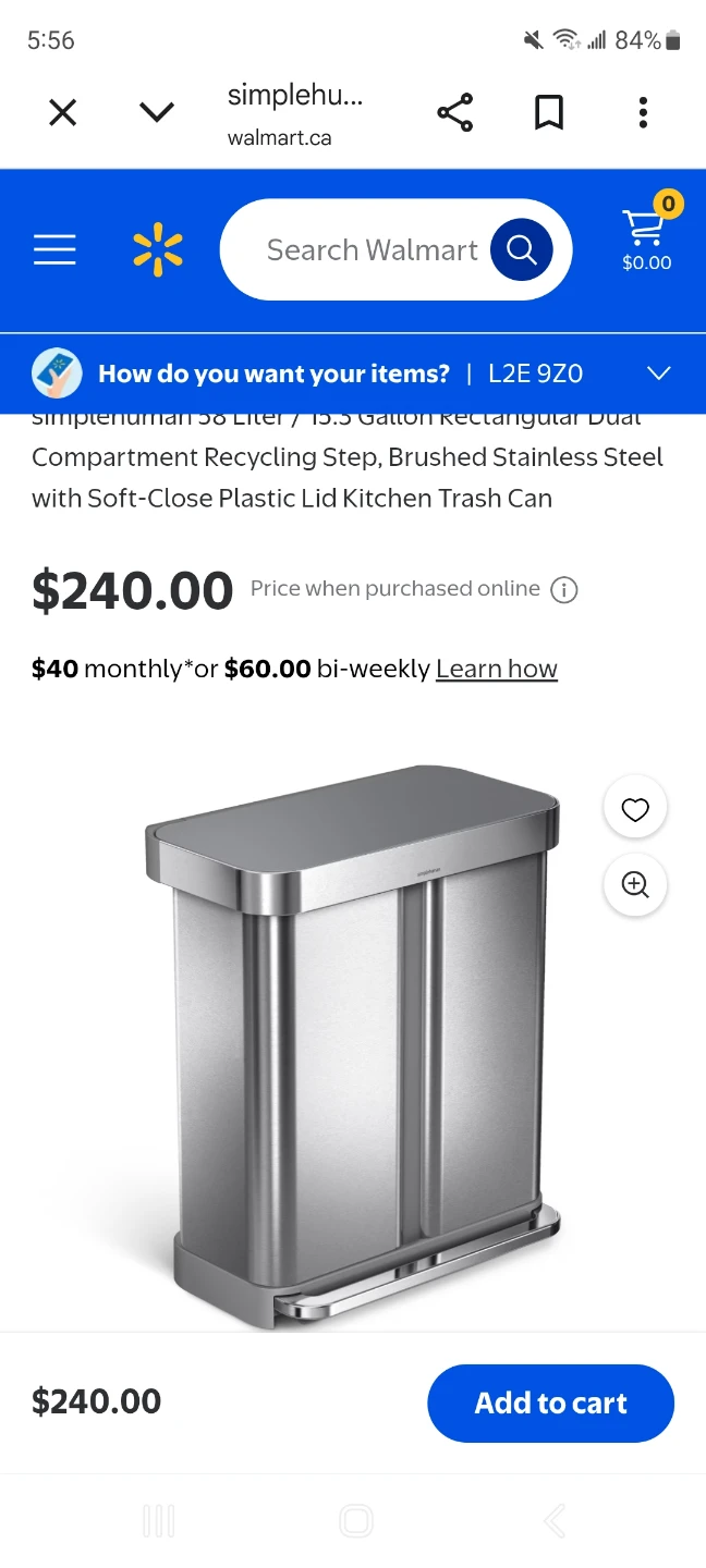 simplehuman 58L Rectangular Dual Compartment Recycling Bin