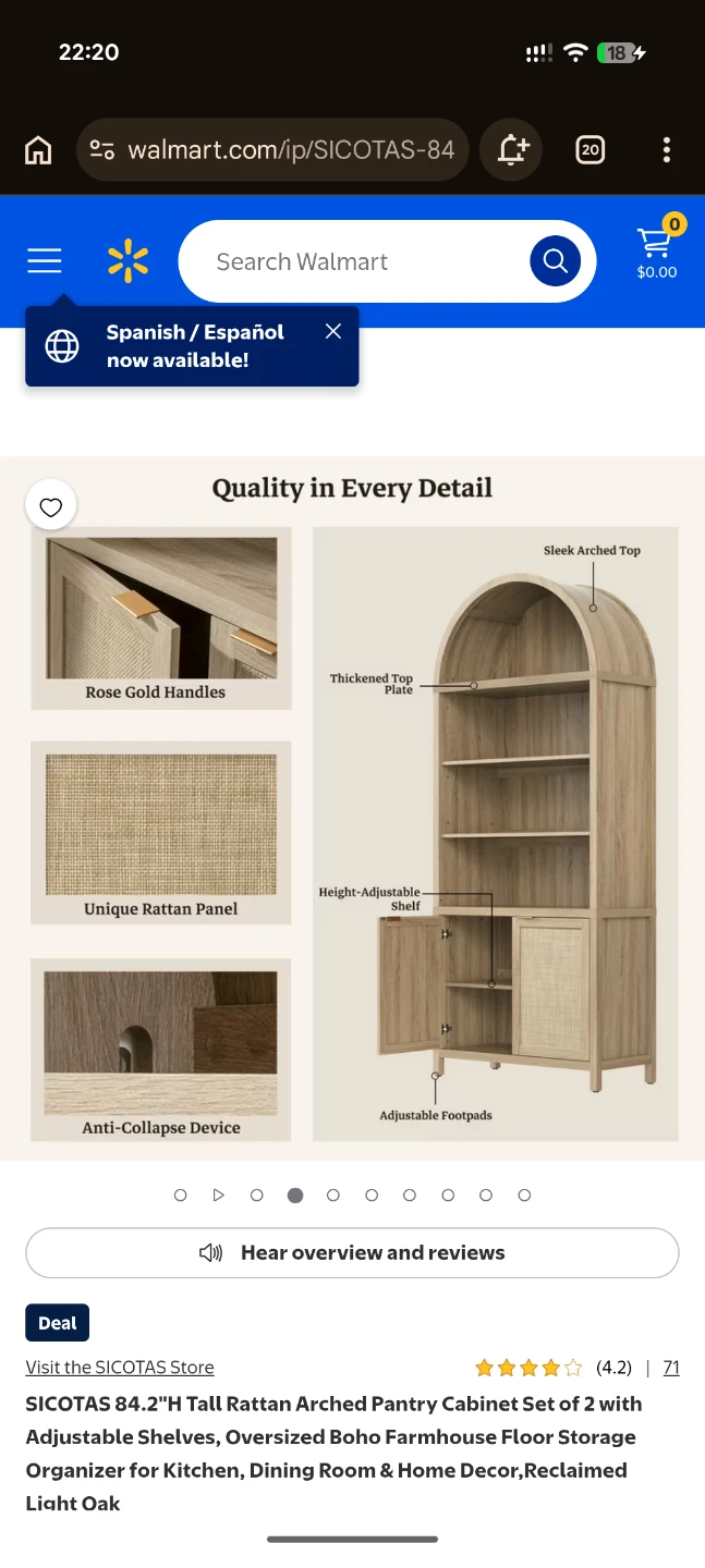 NEW Elegant Rattan Pantry Cabinet / Bookshelf in light oak - photo 5