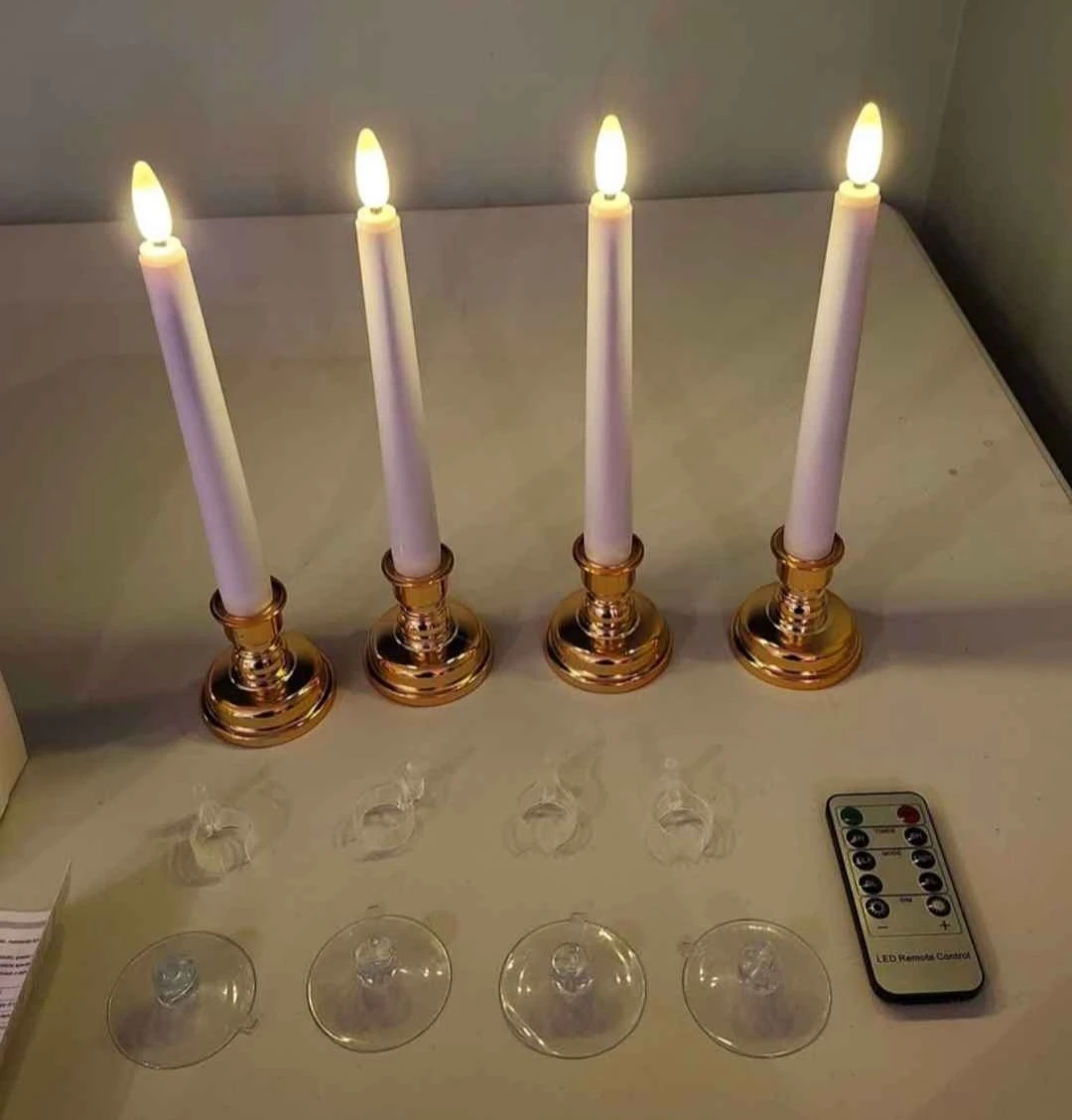 Set of 4 LED Taper Candles with Remote 🏈 - photo 4