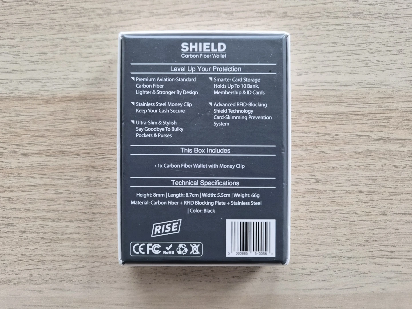 RISE Shield Carbon Fiber Wallet with Money Clip (Brand New) - photo 2
