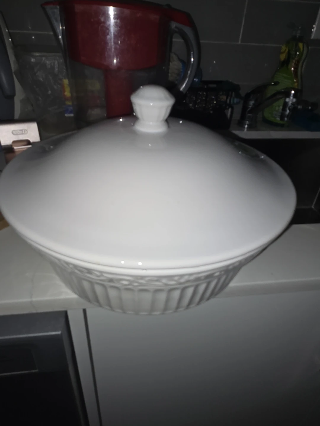 White Ceramic Covered Casserole Dish - photo 3