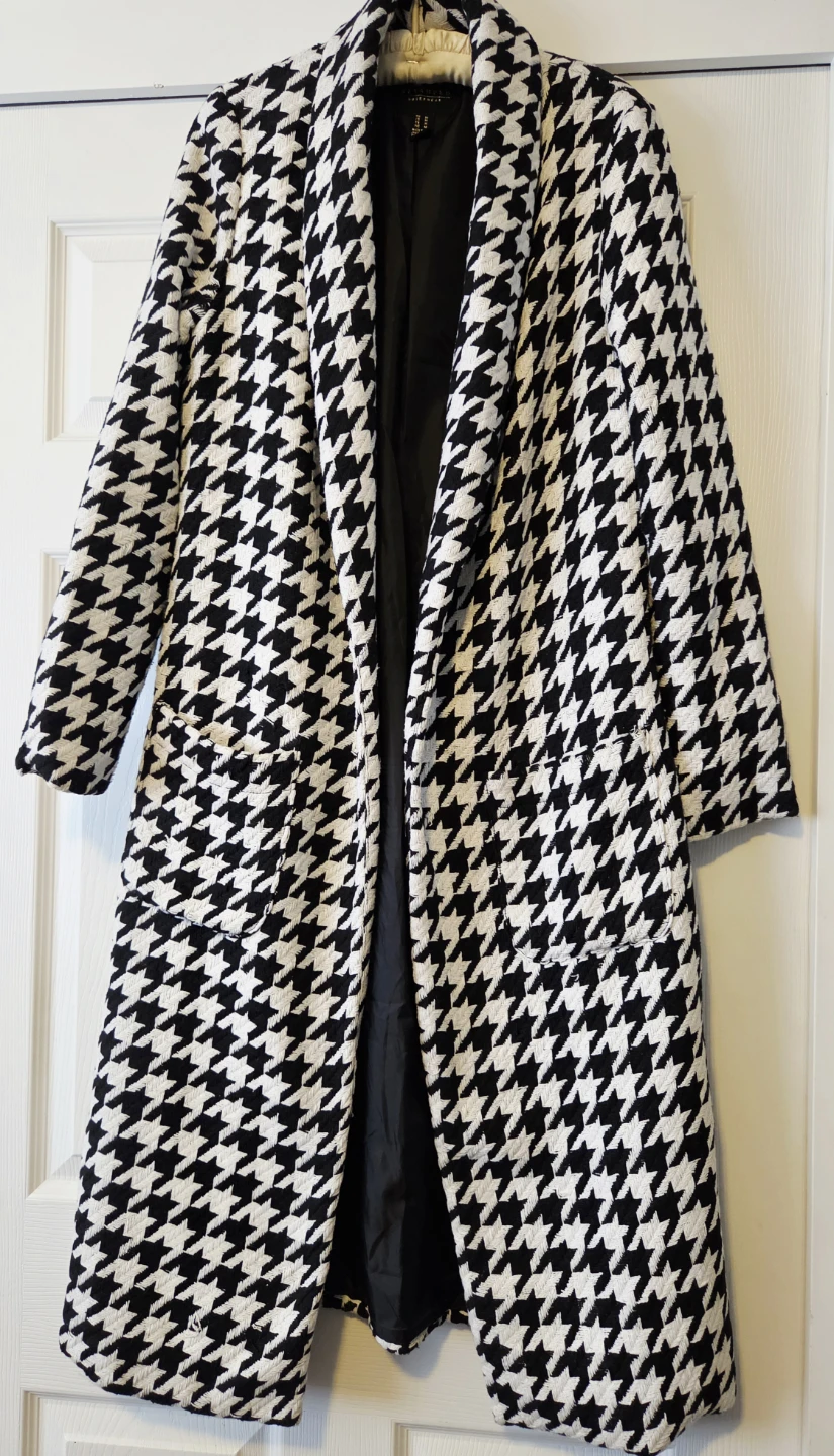 Topshop Black and White Houndstooth Coat