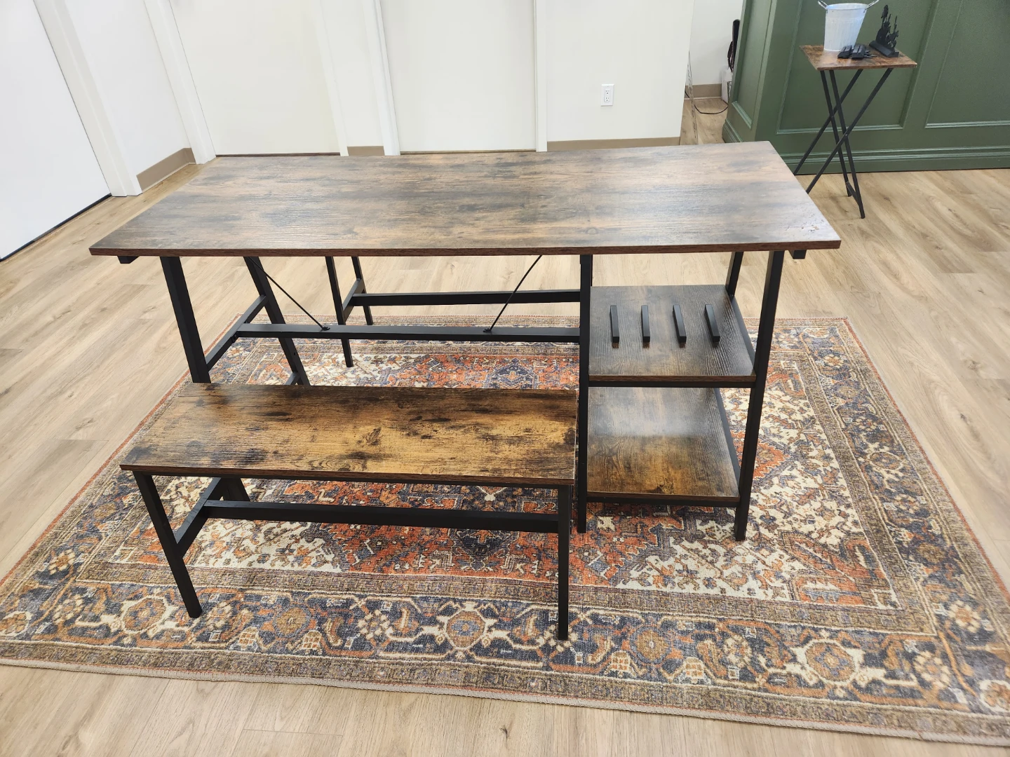 Rustic Wood Dining Table with Benches - photo 2