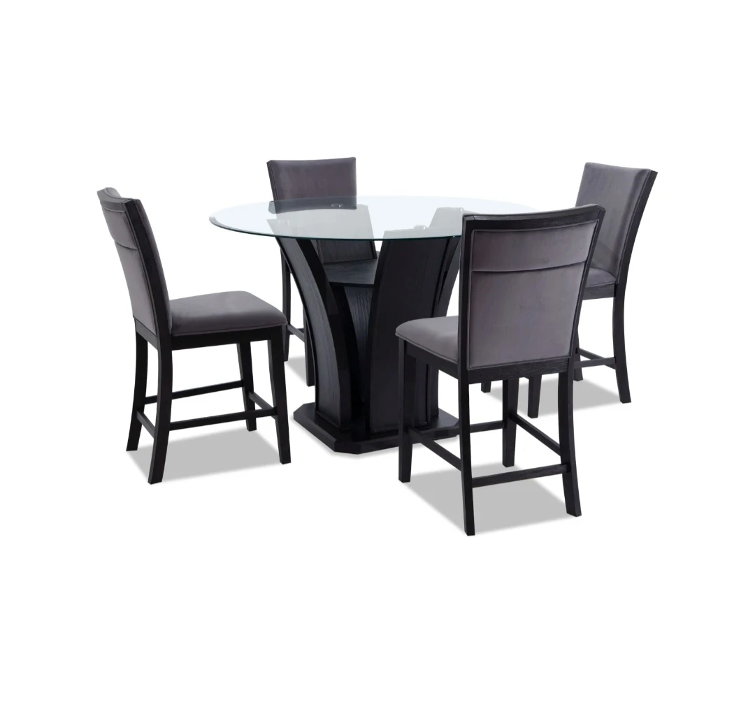 5-Piece Round Glass Dining Table and Chair Set