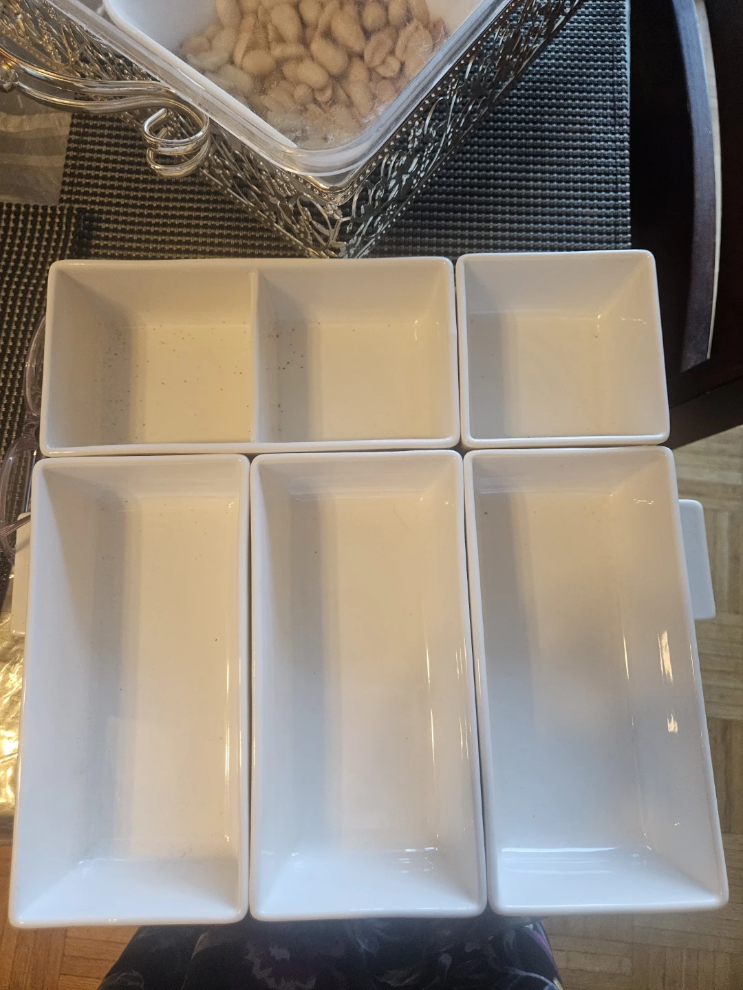 Set of 5 White Ceramic Serving Dishes